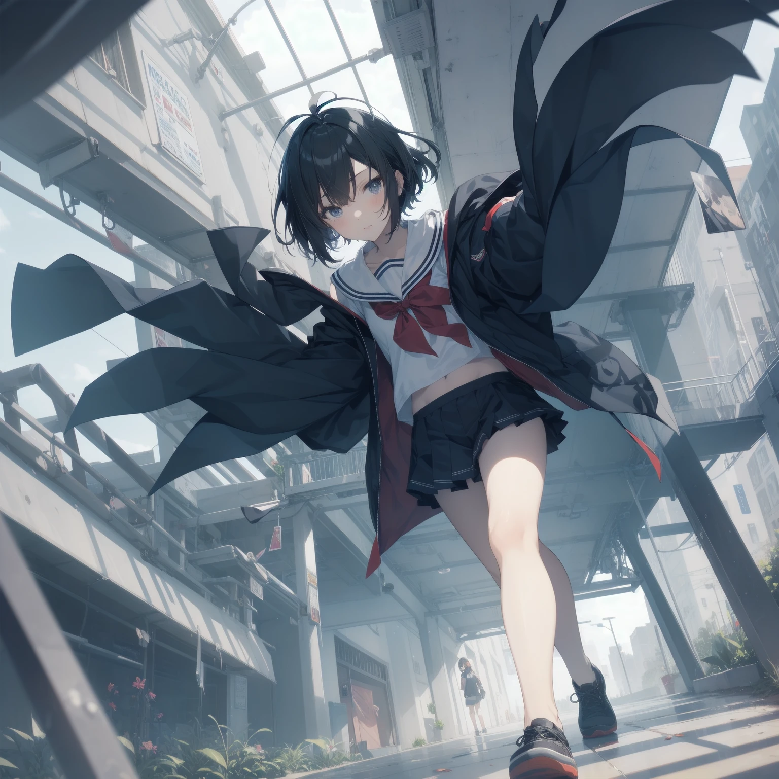 ultra-absurdres-Top quality by artist God, ultra-detailed, high resolution, anime moe artstyle, best anime 8k konachan wallpaper, pixiv contest winner, pool:2810, perfect anatomy,break, 1girl, (Please draw a girl walking sleepily to school alone. )break,(Solo,little female,15yo:1.3),Full limbs, ,a junior high school student, (very short hair), short cut, flat chest, , small butt, small black eyes, beautiful detailed eyes, well-proportioned iris and pupils, expressive eyes, highres detailed hair, soft expression, salor school_uniform, sailor collar, serahuku, bow, pleated skirt,(Detailed Lighting), (Detailed background), in the School commute route. break,super detailed skin, Best cinematic lighting powered by famous artist, 8k,beauty illustration,photoshop_(medium),very aesthetic,break,((artist:takeuchi_takashi )), artist:clamp ,artist:carnelian ,artist:kantoku ,
