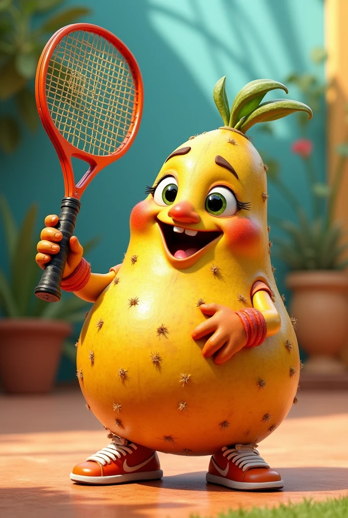 Porongo with padel racket