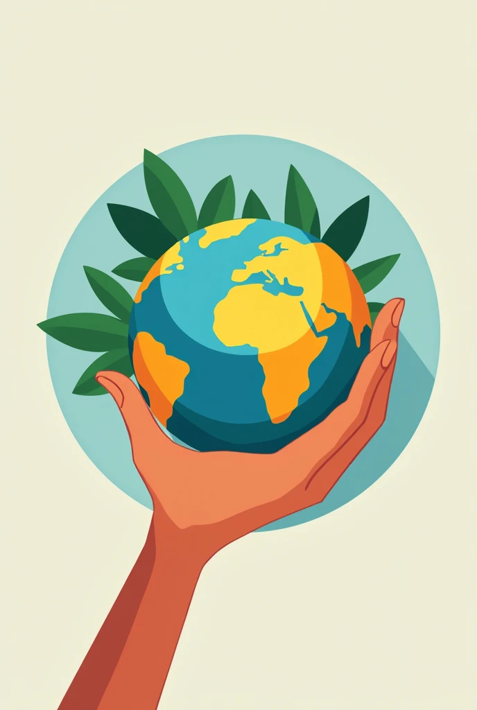 Create a logo for a company that sells a diverse range of food products. company name is NITYAPONNO. The design should feature an icon or symbol of the world (globe) and illustrate it within the reach of a human hand. The globe should be central to the design, symbolizing global reach and variety. The hand should be gently holding or reaching out towards the globe, indicating accessibility and care. Use a color palette that is vibrant and appetizing, reflecting the nature of the food industry. The company name should be incorporated into the design in a clean, modern font that complements the overall look. Aim for a balanced and professional appearance that conveys both global presence and customer focus. 