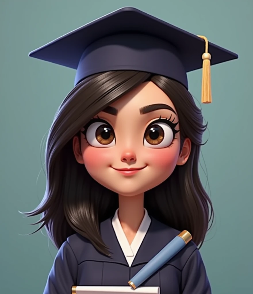 GENERATES A FEMALE PIXAR GRADUATE WITH DARK BLUE GRADUATION CAP