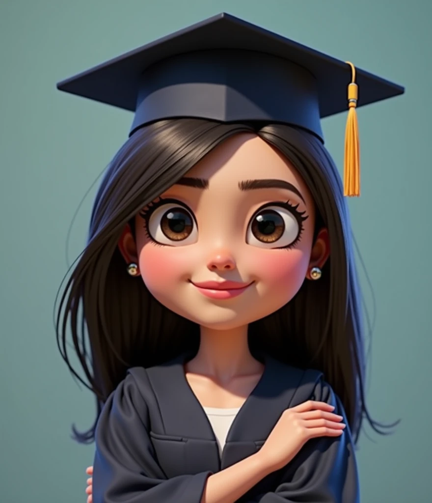 GENERATES A FEMALE PIXAR GRADUATE WITH DARK BLUE GRADUATION CAP