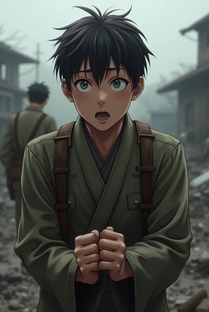 A Japanese soldier looking in shock