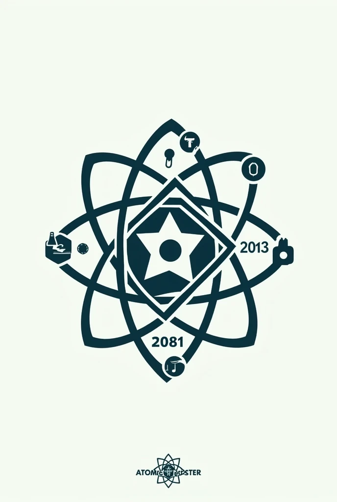 we are about to estiblish a club named Atomic Quester and i need a logo for it . let me explain about the club so its a science as there is a atomic word in its name too and another is quester that means we are establishing a club which will question the problem of science field faced by students teachers as a whole education system from thé atomic level means from the root level. So the logo must contain the club name and is establish date which is 2081 b.s you don’t need tở involve the b.s there and it should symbolize the following things mentioned upward