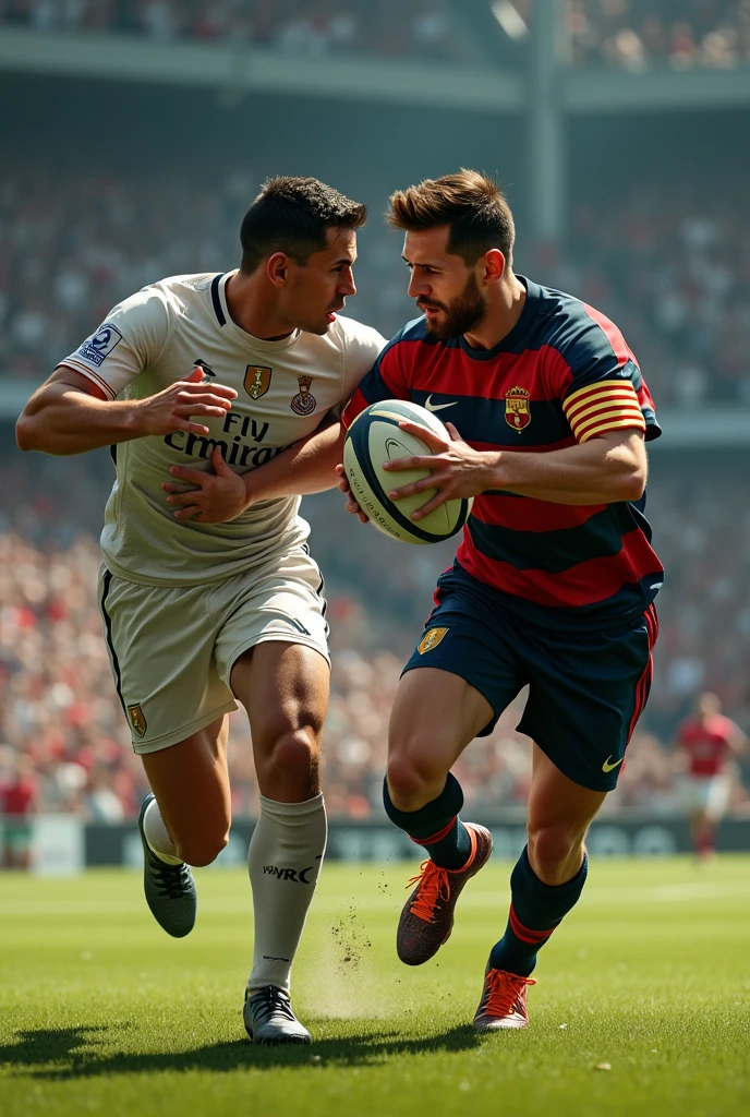 Messi playing rugby against CR7
