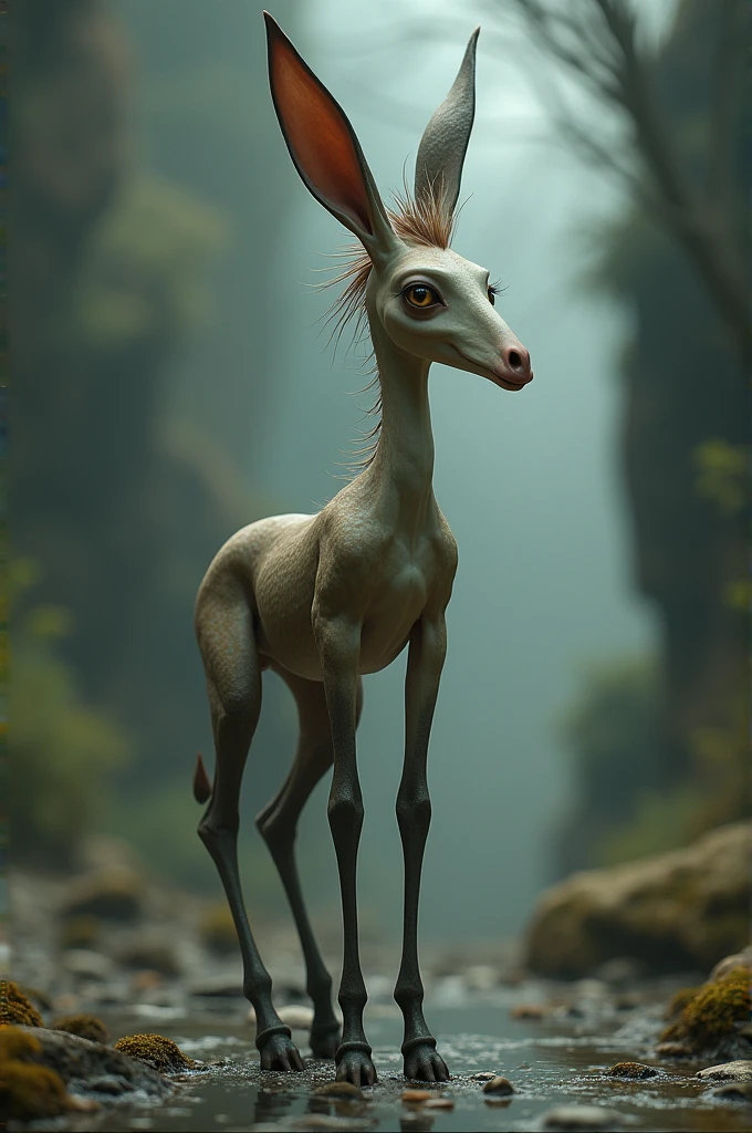 A  thin human with donkey head