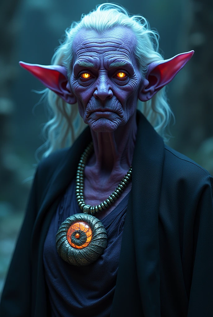 Older Ursula with Nautilus shell necklace 