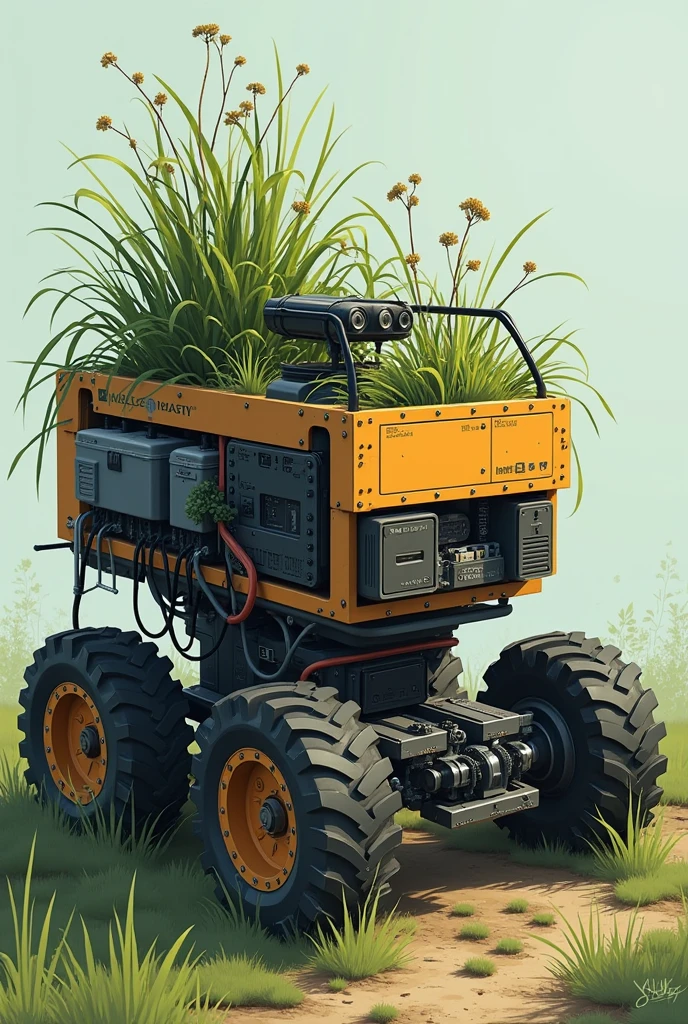 To generate an image based on your description:
1. **Frame**: A rectangular or square frame, either PVC or metal.
2. **Wheels**: Four wheels for mobility, attached to the frame.
3. **Weed Cutter**: Positioned at the front or central part of the frame, with rotating blades or brushes.
4. **Collection Tray**: Located behind the cutter for storing weeds.
5. **Soil Moisture Sensors**: Near the base of the frame.
6. **Camera**: Mounted on top for weed detection.
7. **Microcontroller**: Housed in a weatherproof enclosure on the top or side of the frame.
8. **Battery Pack**: Mounted securely at the rear or center of the frame.
9. **Servo Motors**: For adjusting cutter height or steering.
10. **Wiring**: Insulated wires connecting all components.
You can use this detailed description to create a technical drawing or 3D model of the automatic weed picker.