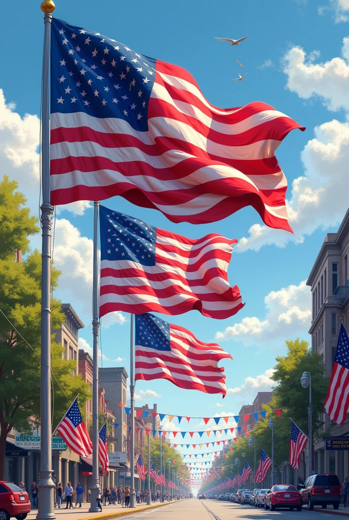 American flags on Jones