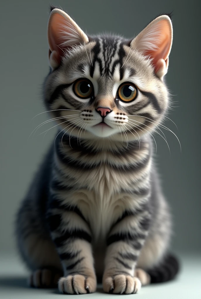 A gray tabby cat unique in the world