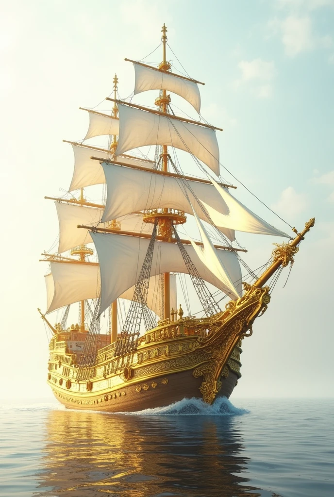Golden ship with white backgrounds