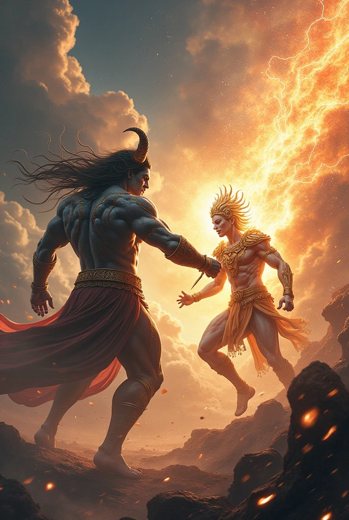 Create an image of mandara vs Indra