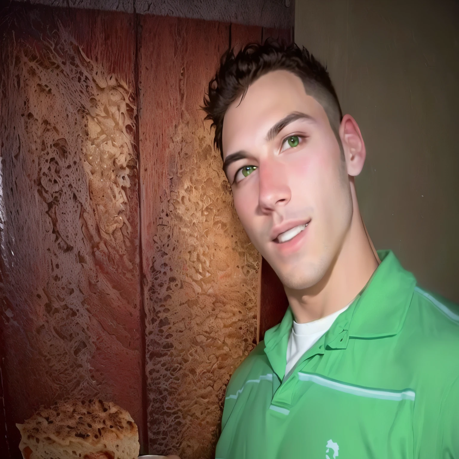 arafed man in green shirt holding a plate of food, brandon, around 1 , taken in the mid 2000s, taken in the late 2000s, 1 / 4 headshot, brad, 2 0 0 0's photo, profile photo, clean shaven!!!!, zachary corzine, profile pic, tyler