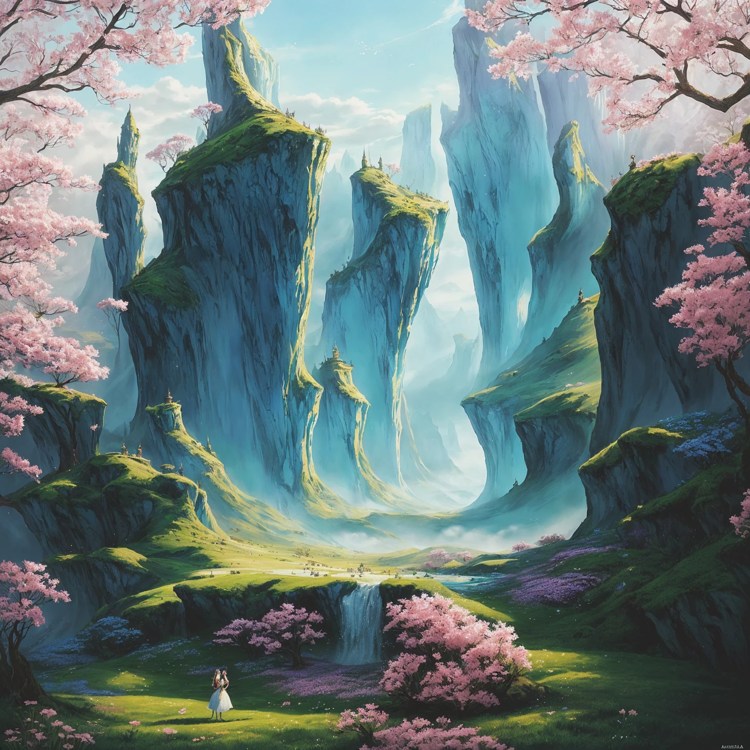 há muitas pessoas em pé num campo com flores, fantasia fairytale story, [[fantasia]], no estilo artístico de bowater, arte de conto de fadas, realistic fantasia illustration, fantasia art style, fantasia painterly style, beautiful fantasia art, romantic storybook fantasia, medieval fantasia art, inspirado em Magali Villeneuve, fantasia illustrations, very beautiful fantasia art