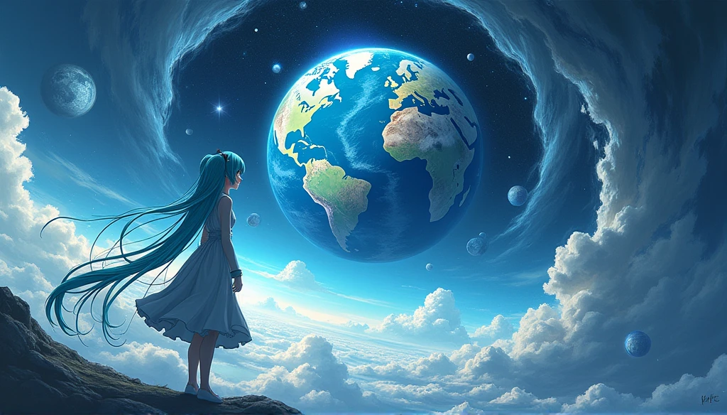 Distorted World miku hatsune,Looking at the Earth Anime detail