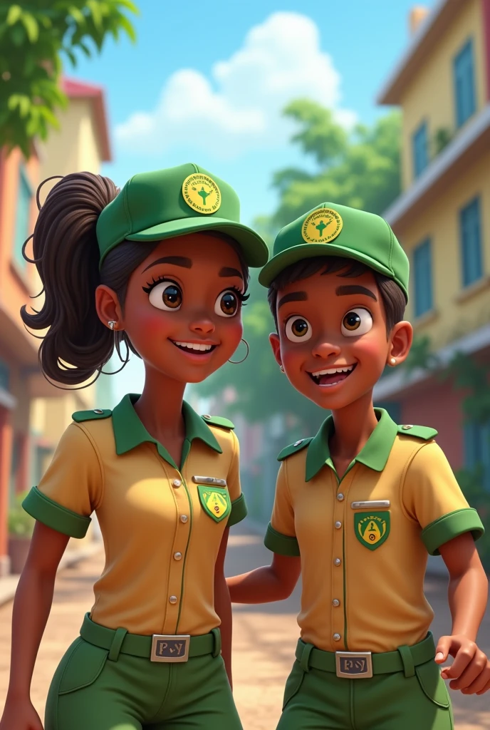 A girl and a boy NYSC corper in Nigeria animated 