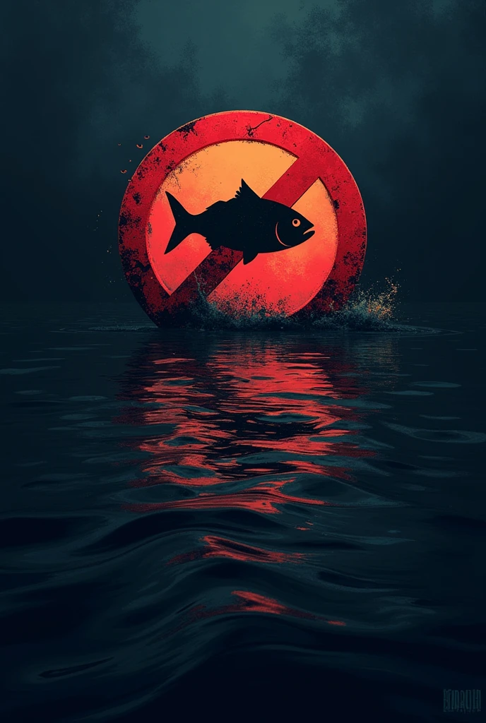 Combating illegal fishing I want a not allowed sign with the fish