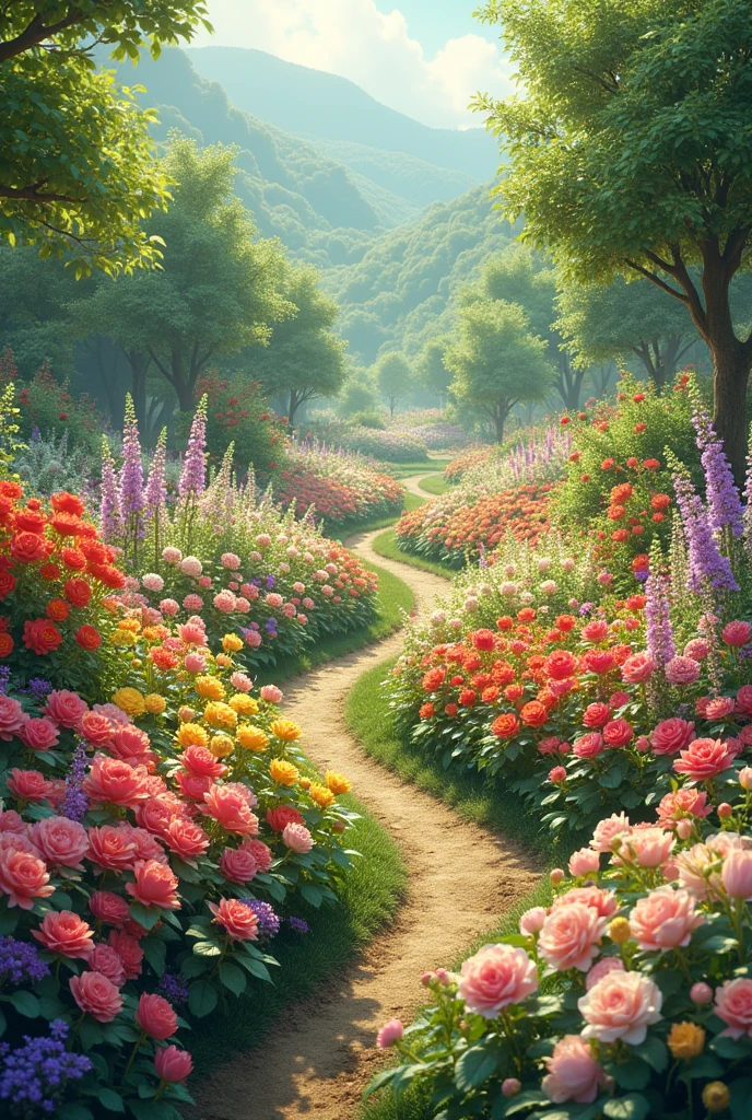 a beautiful garden with flowers