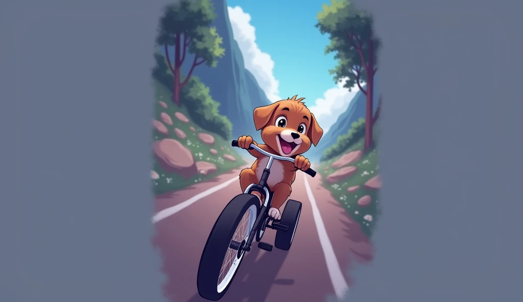 Puppy riding bike fast