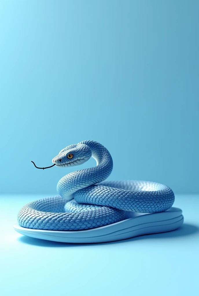a blue and white cruel snake on blue snd and white sandal