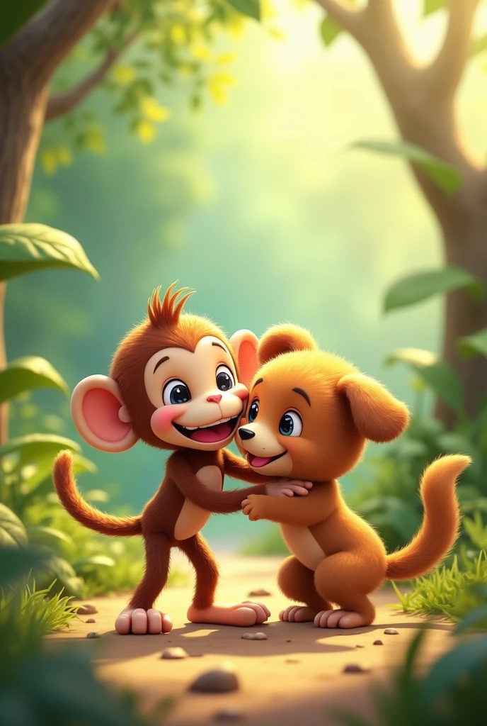 Monkey and dog together image