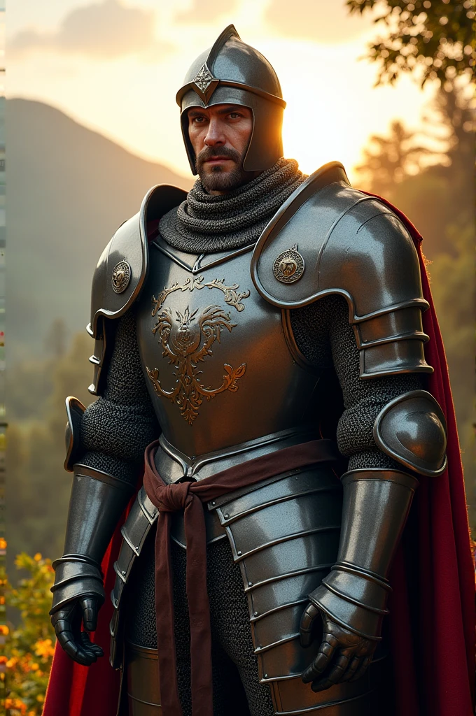 Create an 11th century Western European knight in full armor