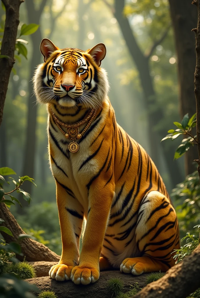 A tiger with gold human body