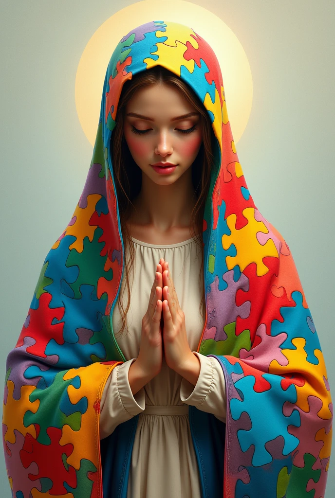 Our Lady of Nazareth with colorful puzzle cloak
