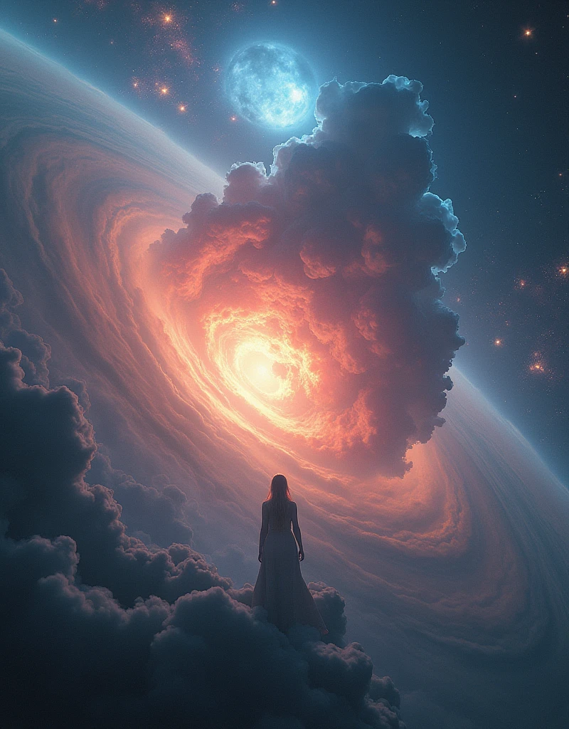 (Solo) Unbelievably Spectacular Cloud Emergency Scene Sophie Turner in Space Clouds, Fractal Nebula Bundle, Space, Celestial, Universe, Vibrant Living Entity, Whirlwind, Rotating, Unreal, High Contrast, Symbolism, Magical, Mystical, Mystical, Hyperreal, Oversaturated, Colorful, 8K