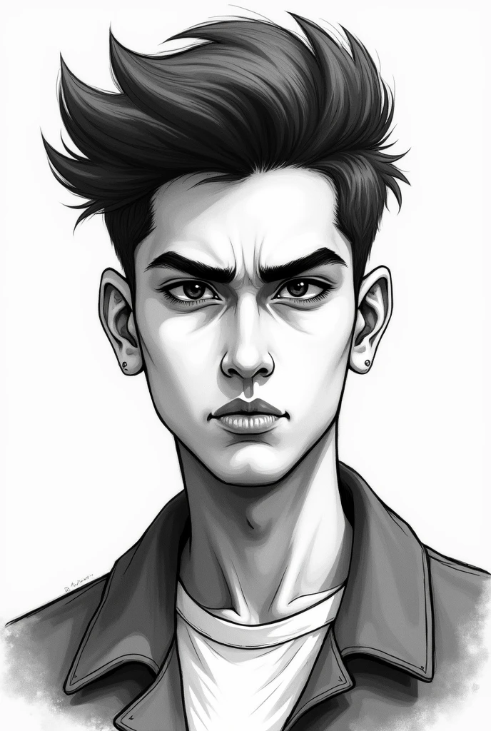 Young modern arrogant bengali Indian
18 yras old boy sketch image