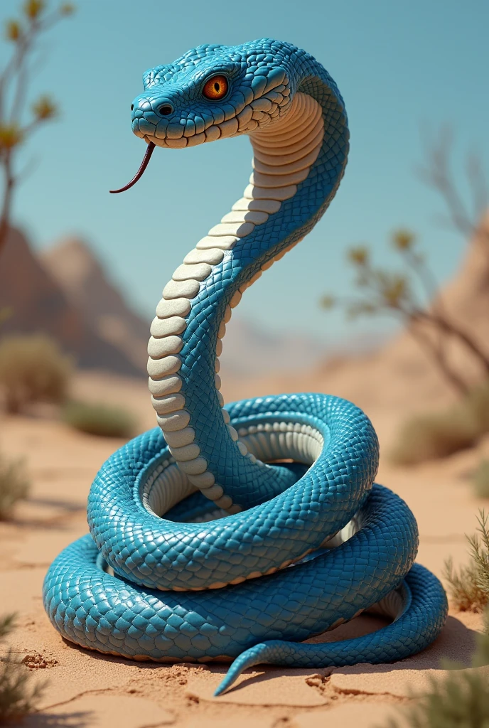 a blue and white sandal transform into a cruel blue and white snake