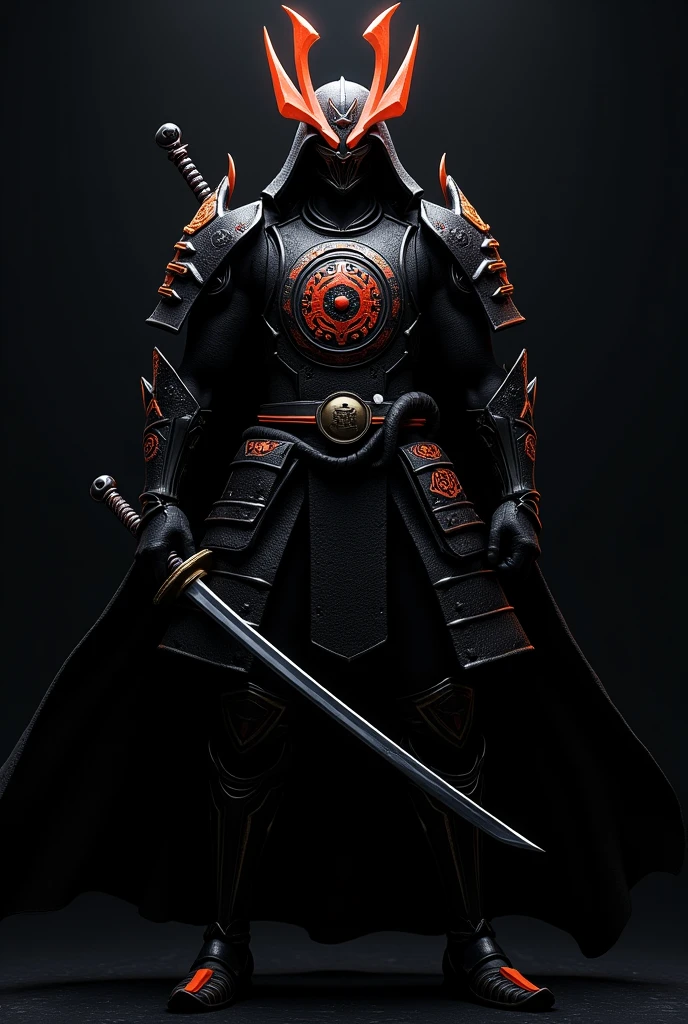 Create a warrior with samurai Logo for gaming using name ARCEUS DEXTER
 Using colour black background 