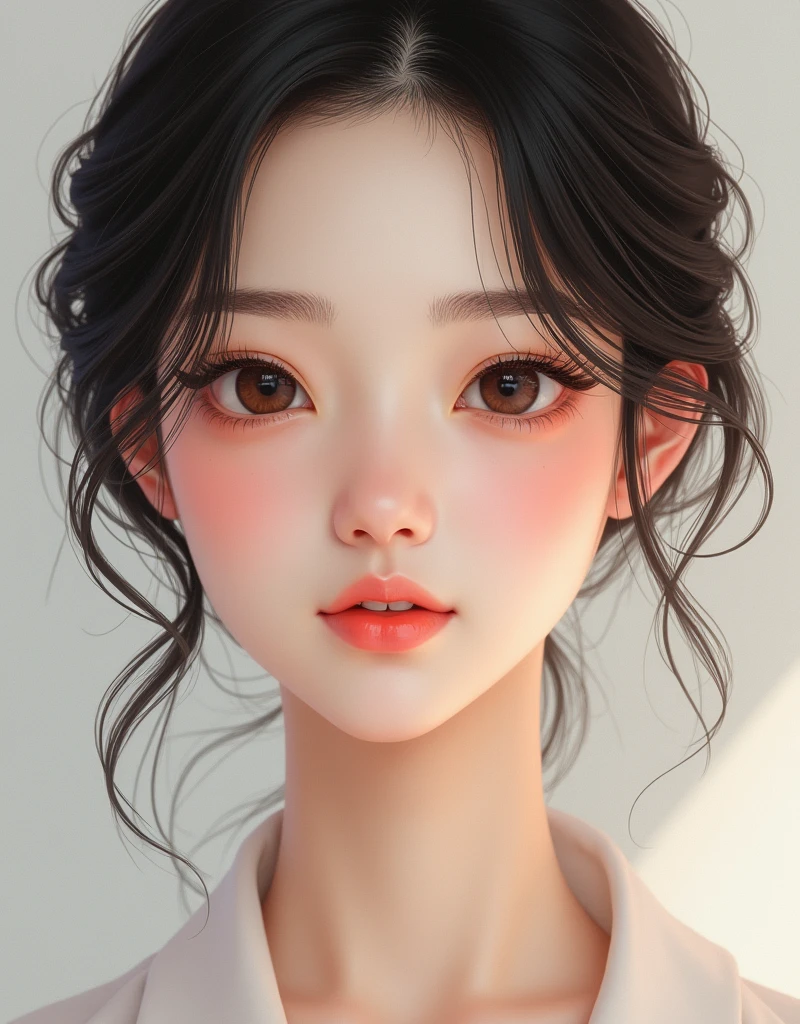 (Ultra Realistic), (Illustration), (High Resolution), (8K), (Very Detailed), (Best Illustration), (Beautiful and Detailed Eyes), (Best Quality), (Ultra Detailed), (Masterpiece), (Wallpaper), (Detailed Face), Facial Pore,Solo,One Girl,, Fine Detail, Detailed Face, (Detail),(Realistic Lighting: 1.1),À la Fed image of long haired woman smiling at photo, One adorable Korean face, , Korean female actress, , cute Korean actress, gorgeous young Korean woman,