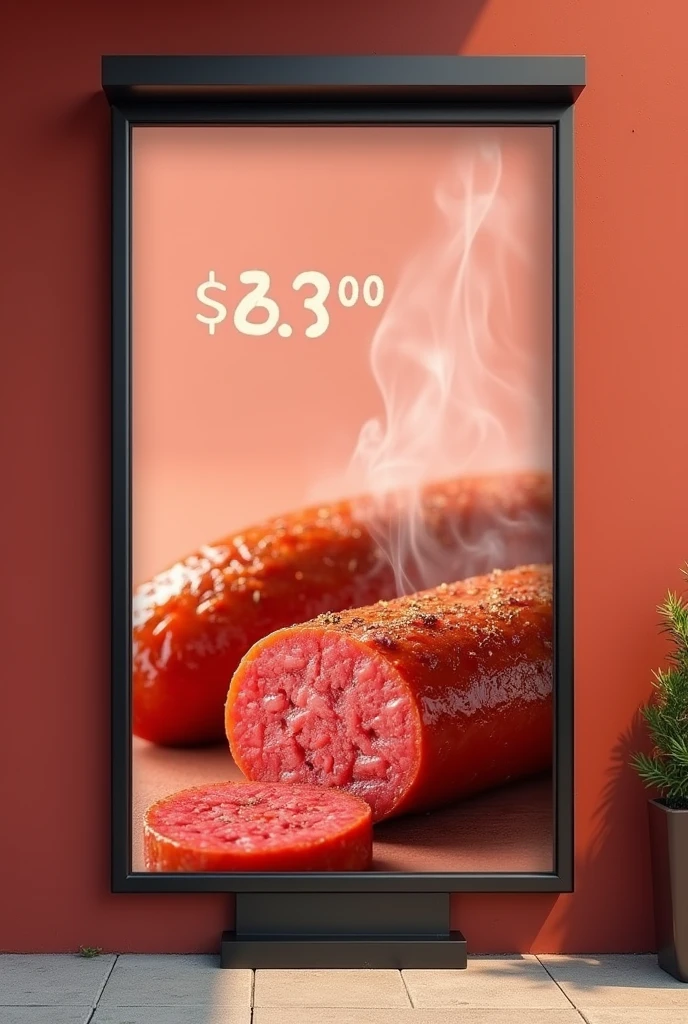 Create for me the image of a sausage advertisement at R$13,99 em um outdoor
