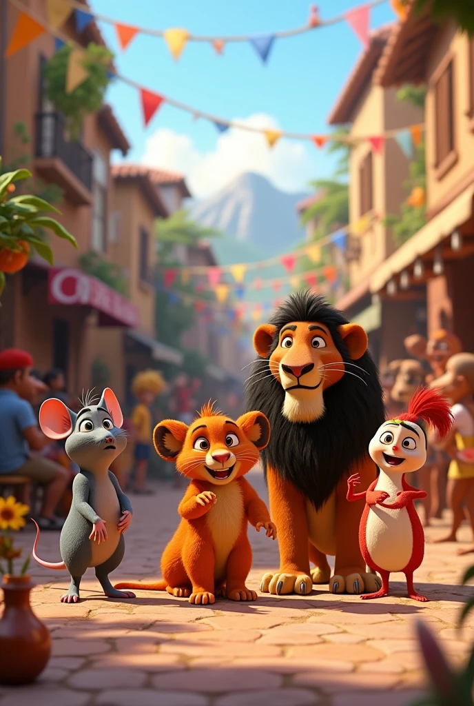 Une fête entre ratatouille, le roi lion, soul (from Pixar), buzz lightyear and heyhey from vaiana