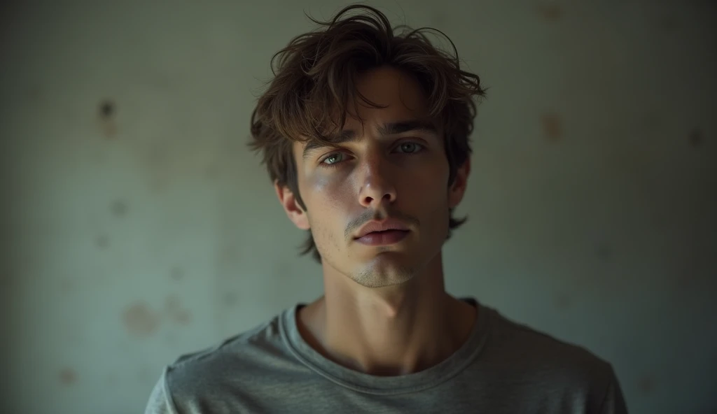 Create 20 years old a very good looking boy standing at studio room, he is very stressed, 8k very ultra realistic, cinematic vibe and modify it according to your perspective
