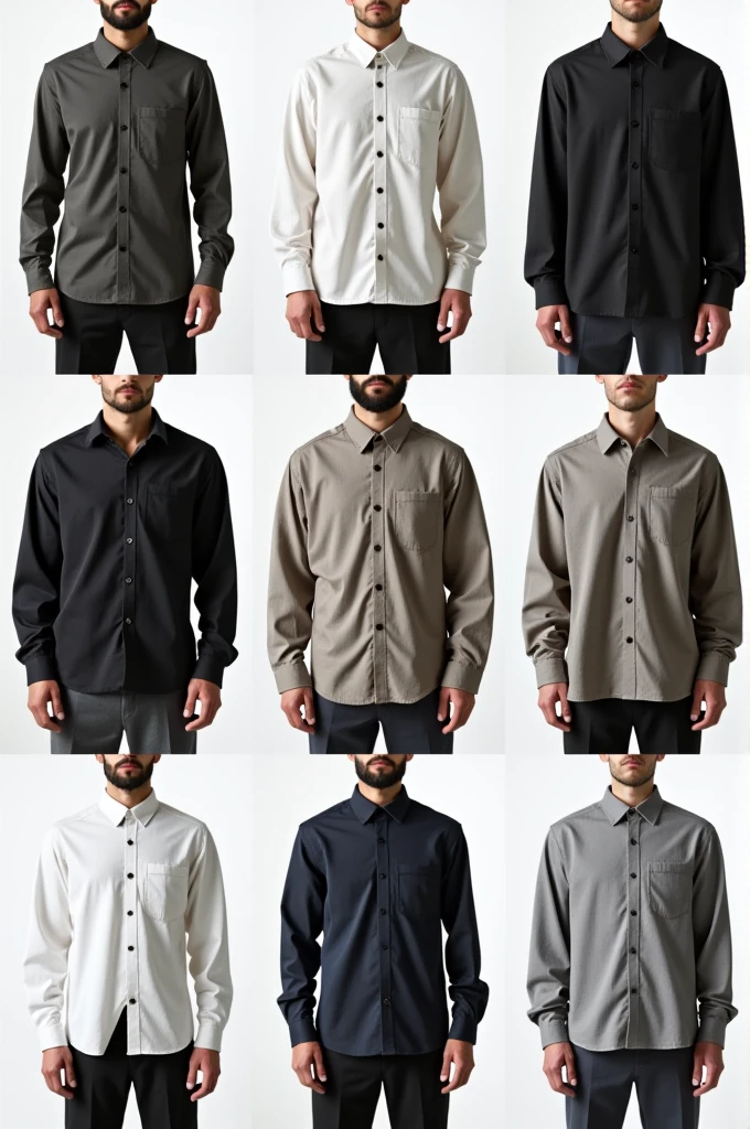 Help me make a collection of 10 contrasting block men's shirt models