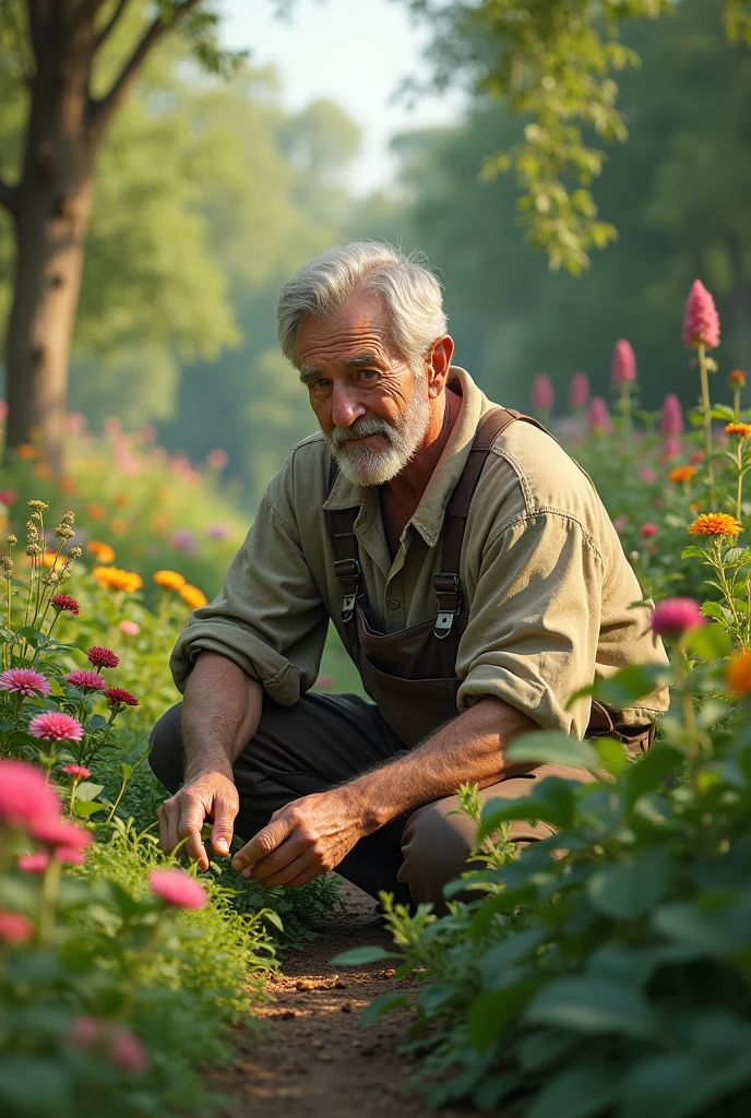 A man who like to plant a flora and love the nature