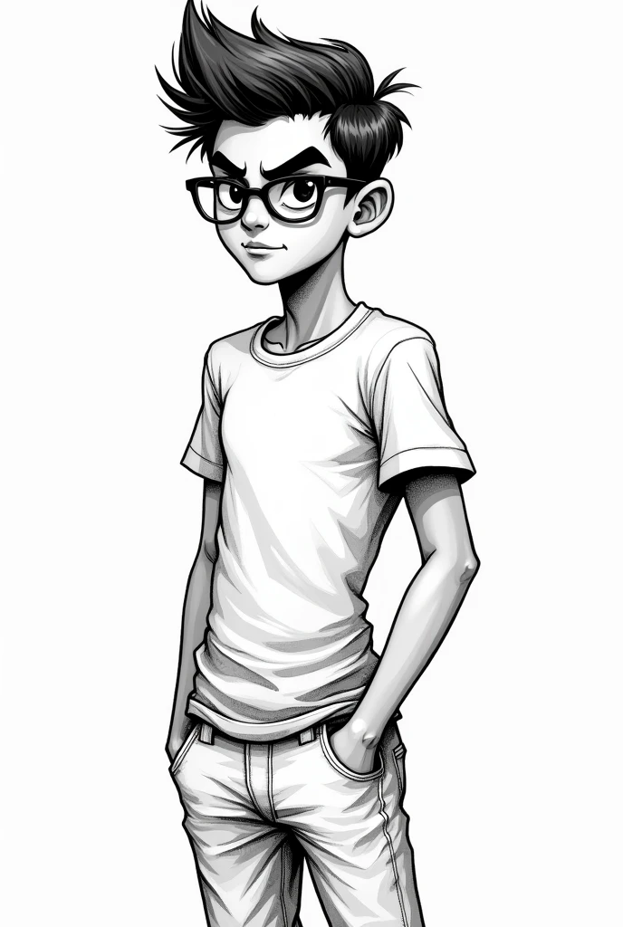 Young modern arrogant insolent Indian
1 boy with spectacle sketch image
