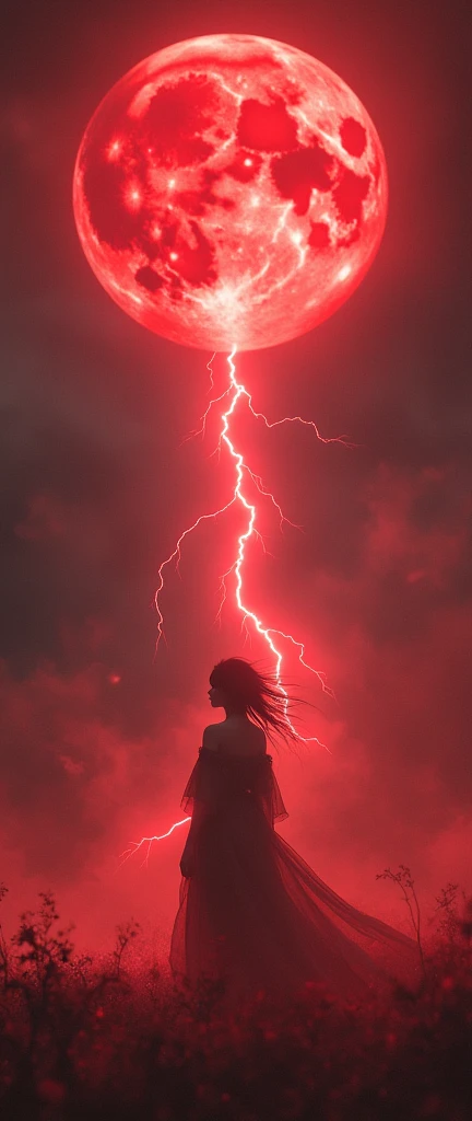 A blood moon hangs over a spiritual nexus, Japanese singer at the center, her voice echoing through the crimson-tinged air, stage alive with the presence of unseen spirits and A lightning bolt in the middle of the moon--c 5 --ar 4:3 --style raw --pi --s 250 --v 6.1 tornado of ideas in a futuristic design lab, concepts whirling with electric intensity statue is made of purple jade with leaves swirling like a small storm. Lightning comes out of the palm of the Buddha.