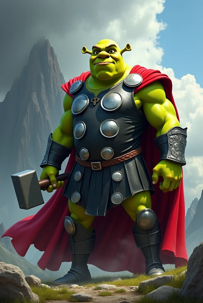 shrek dressed as thor