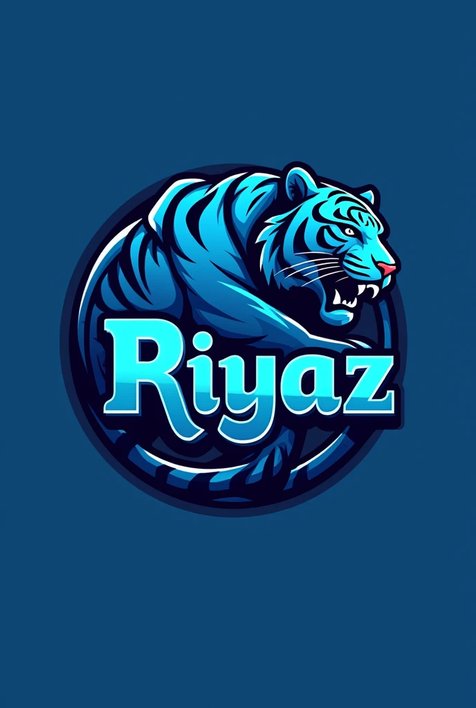 Riyaz name unique logo for side Tiger blue