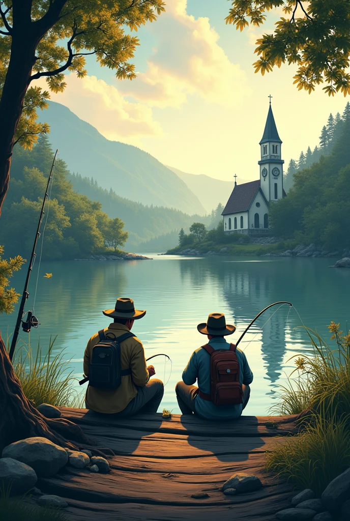 An eye-catching Men's Retreat banner, fishing and church.
Not even a legend, just the image