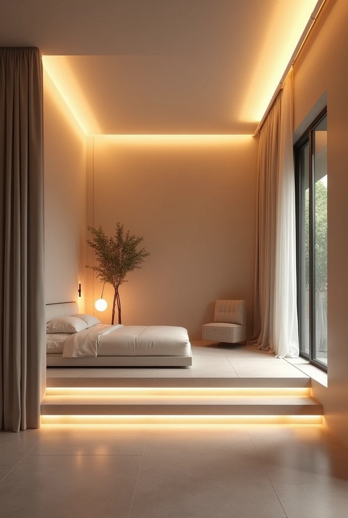 Stylish room modern simple Beautiful lighting and calming