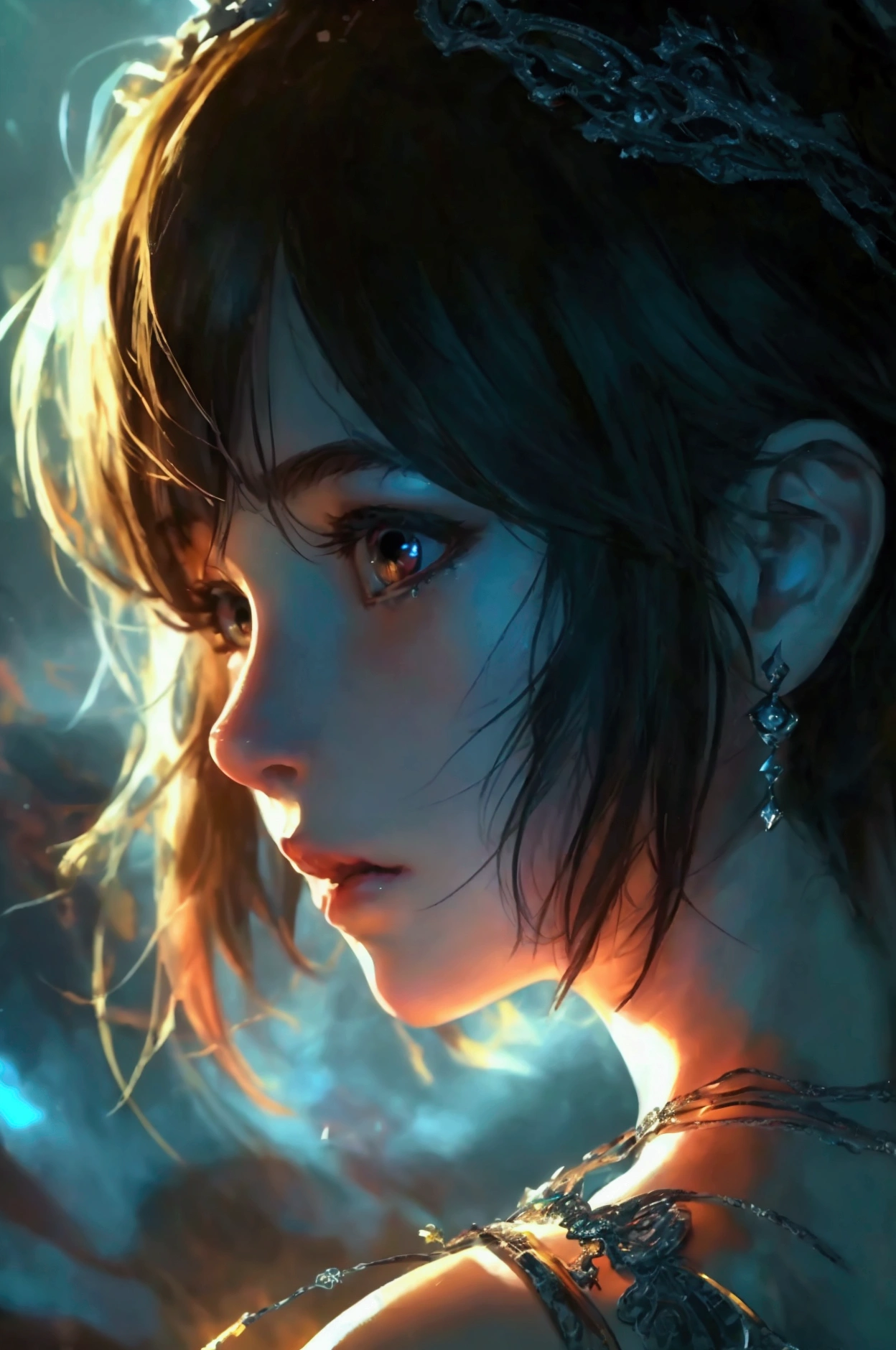 fullbody, Masterpiece, best quality, (highly detailed CG unity 8k wallpaper), (best quality), (best illustration), (best shadows), highly detailed((best quality)), ((masterpiece)), (detailed),masterpiece, best quality, fullbody, stunning innocent symmetry face, emotional, cute teenage girl in the distant, fullbody,terrified, terrifying dark and creepy night,