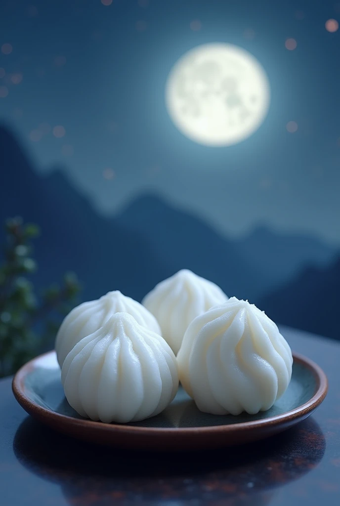 Japanese Tsukimi Dango、White round dumplings、