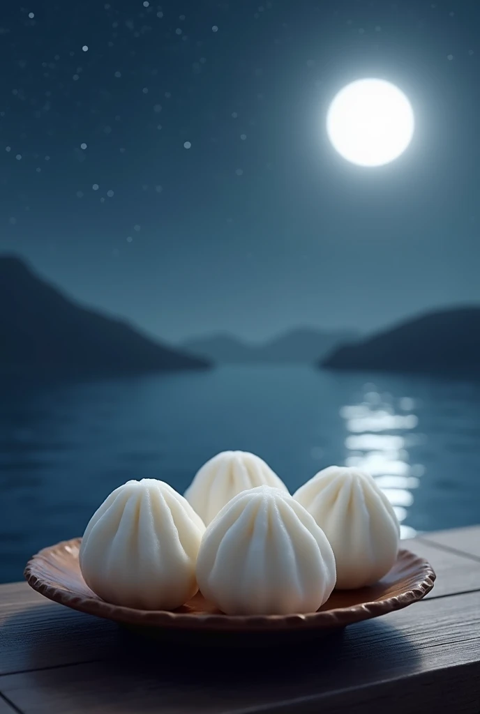 Japanese Tsukimi Dango、White round dumplings、