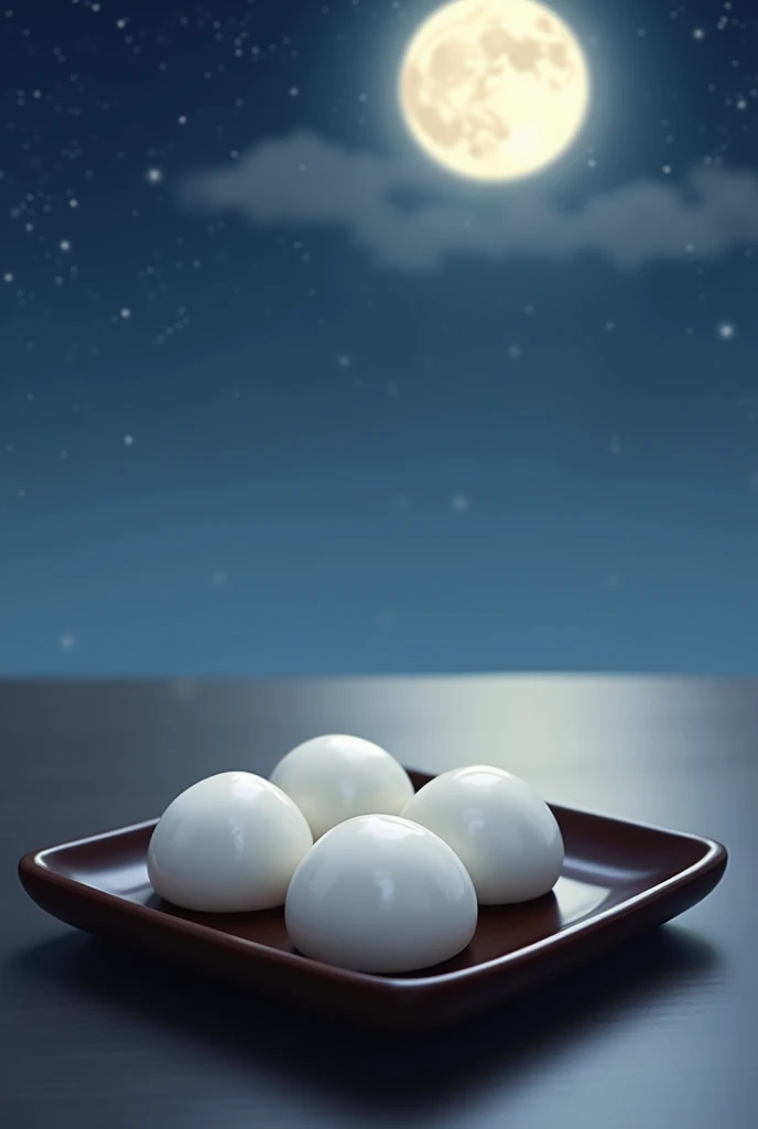 Japanese Tsukimi Dango、White round dumplings、