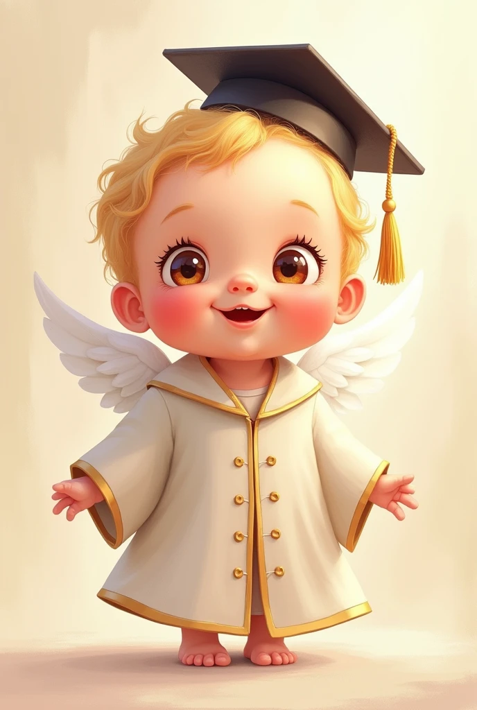 Graduation drawing of a blond baby wearing a gown