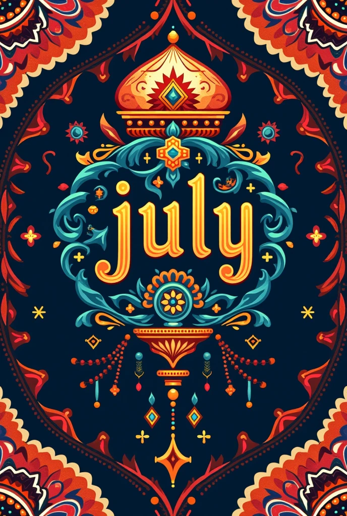 Make a Logo with "July L2 Content Sharing" written over it. Give the font Indian cultural touch and background should be indian traditional and aesthetic.  