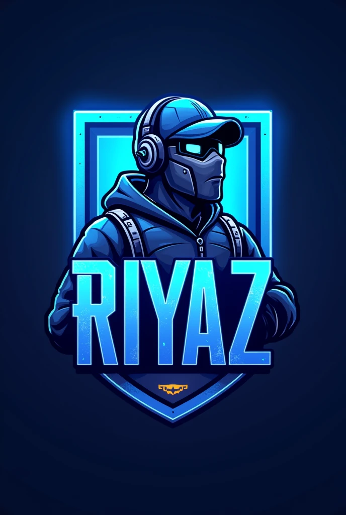 Riyaz name unique logo for side pubg gamer blue